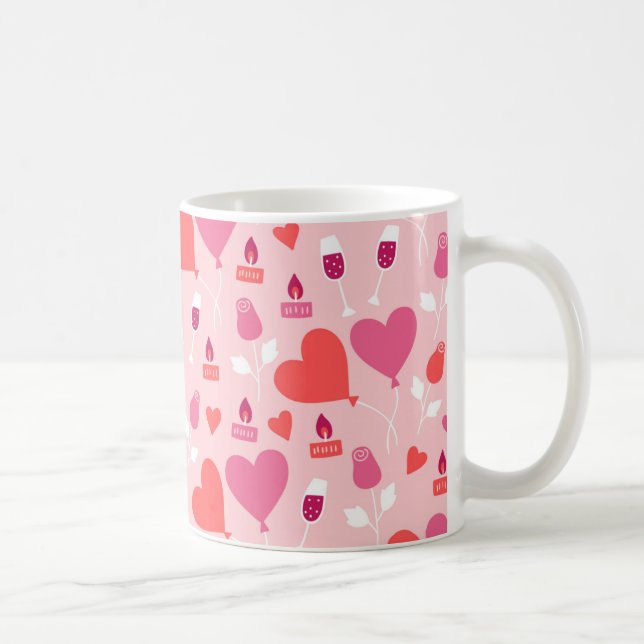 Valentinstag Rosa Herz Balloons Muster Kaffeetasse (Rechts)