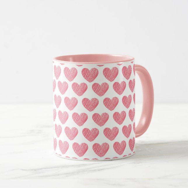 Valentinstag Rosa Herz Geschenk Tasse (VorderseiteRechts)