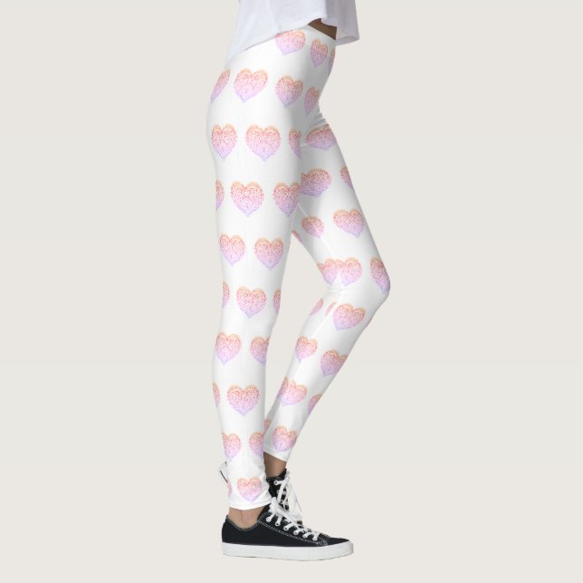 Valentinstag Rosa HERZ Leggings (Rechts)