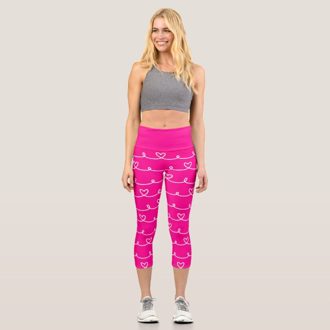 Valentinstag Rosa Herzen abstrakt Capri Leggings (Vorderseite)
