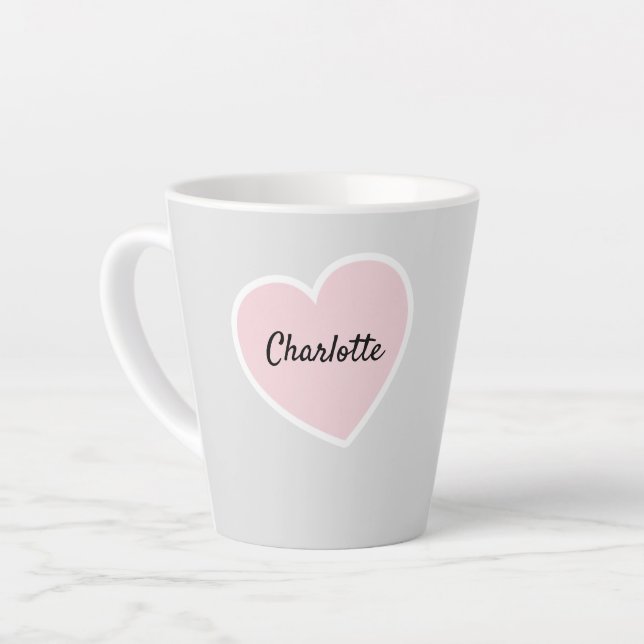 Valentinstag rosa Herzlatte Tasse (Linke Ecke)