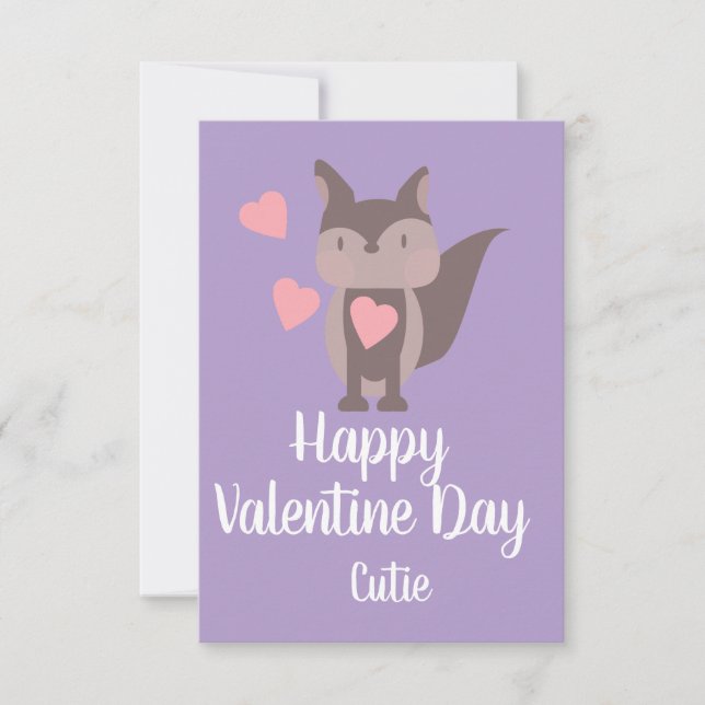 Valentinstag Rosa Niedlicher Fuchs Karte (Vorderseite)