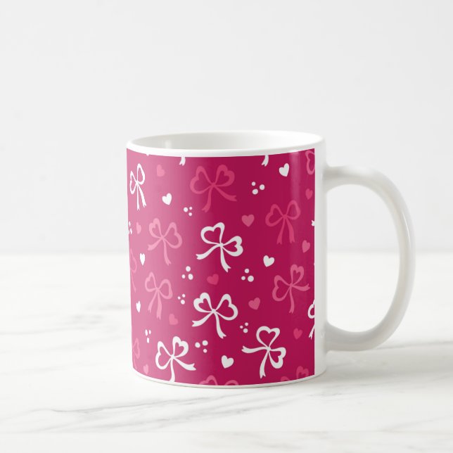 Valentinstag Rosa rote Ribbons Herz Muster Kaffeetasse (Rechts)