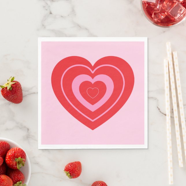 Valentinstag Rosa und Rot Zwei Tonne Herz Serviette (Beispiel)