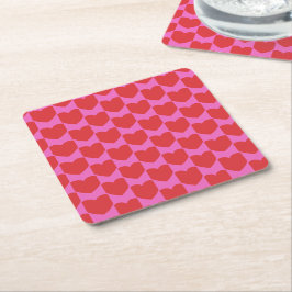 Valentinstag-Rosa und rotes Herz-Muster-Party Rechteckiger Pappuntersetzer