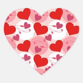 Valentinstag rosa und rotes Herzmuster Herz-Aufkleber