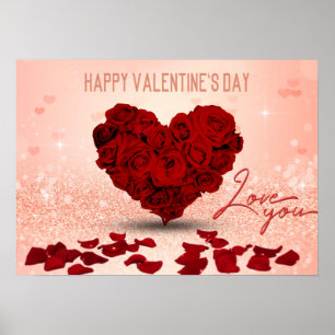 Valentinstag Rose Herz Bouquet - Plakatwerbung Poster