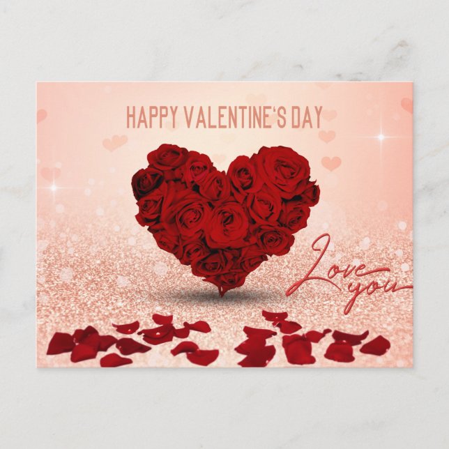 Valentinstag Rose Herz Bouquet - Postkarte (Vorderseite)