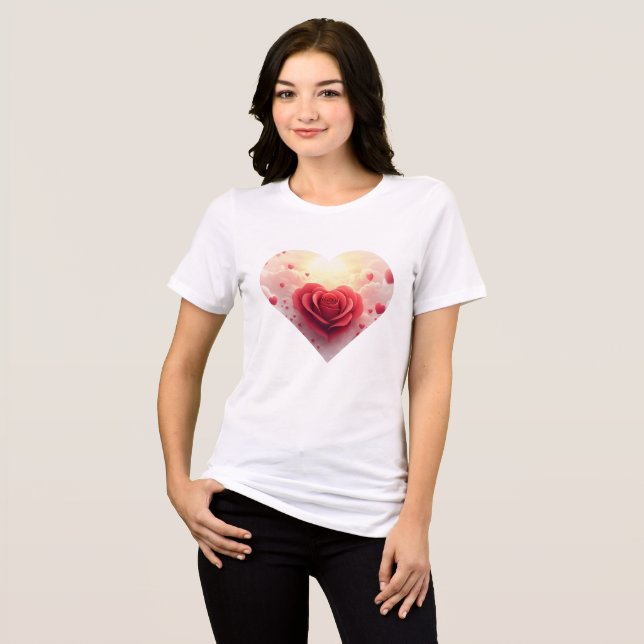 Valentinstag Rose Liebe Tri-Blend Shirt (Vorderseite voll)