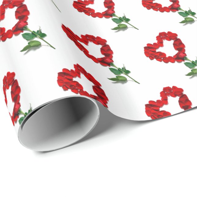 Valentinstag Rose Petals Wrapping Paper Geschenkpapier (Rolleneckpunkt)