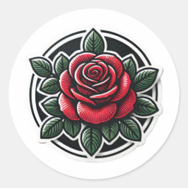 Valentinstag Rose Runder Aufkleber