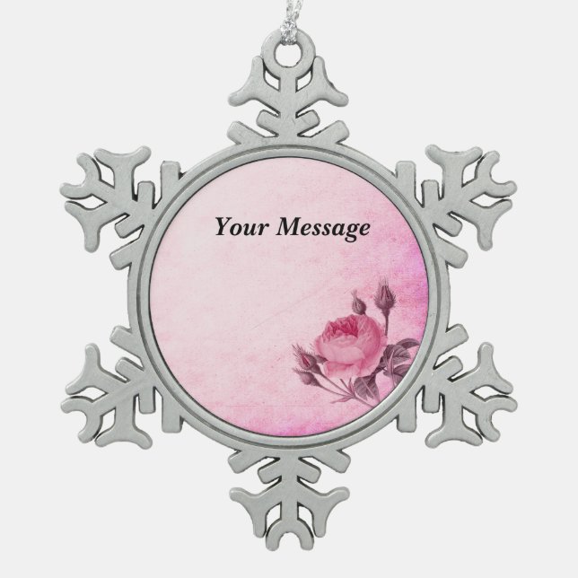 Valentinstag Rose Snowflake Gerahmte Ornament (Vorderseite)