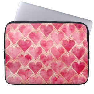 Valentinstag, Rot Pink Liebes Herz Muster Laptopschutzhülle