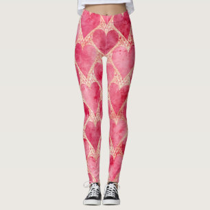 Valentinstag, Rot Rosa Liebe Herz Muster Leggings
