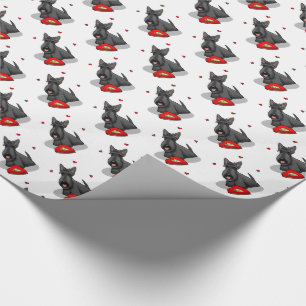 Valentinstag (rot) Schottischer Hund (schwarz) Nie Geschenkpapier