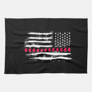 Valentinstag Rote Herzen US Amerikanische Flagge P Geschirrtuch
