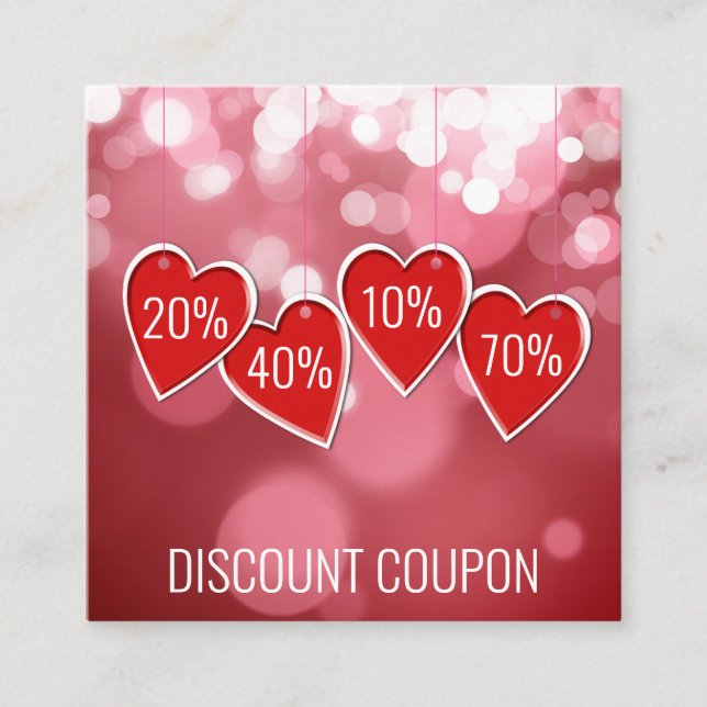 Valentinstag Rote Herzen Werbung Rabattkarte (Vorderseite)