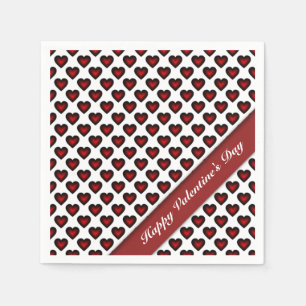 Valentinstag-rote u. weiße Herz-Muster-Servietten Serviette