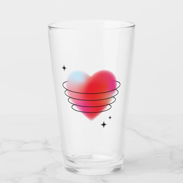 Valentinstag roter Herzplanet Glas (Vorderseite)