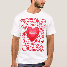 Valentinstag Roter Konfetti Herz Muster T-Shirt