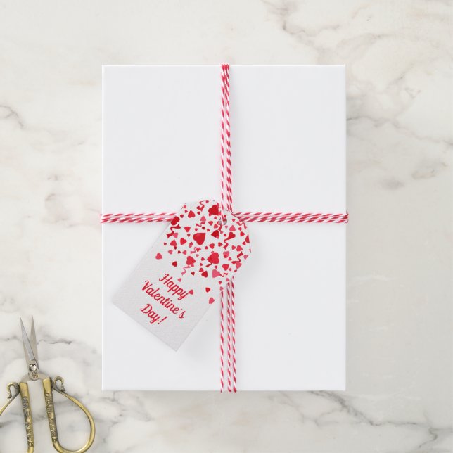 Valentinstag Roter Konfetti Herz Personalisiert Geschenkanhänger (Mit Garn)