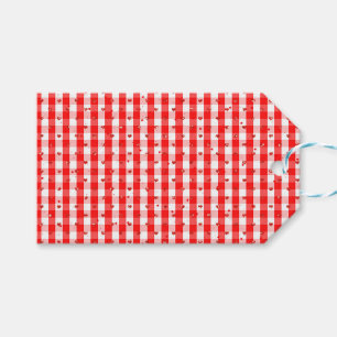 Valentinstag rotes Gingham-Muster Geschenkanhänger