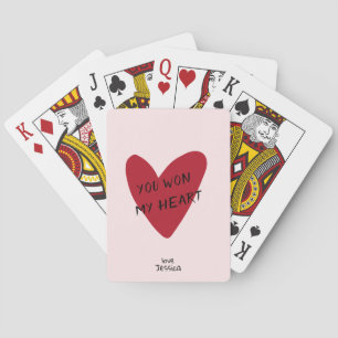 Valentinstag rotes Herz am rosa Bg Spielkarten