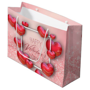 Valentinstag Rotes Herz Glitzer Große Geschenktasc Große Geschenktüte