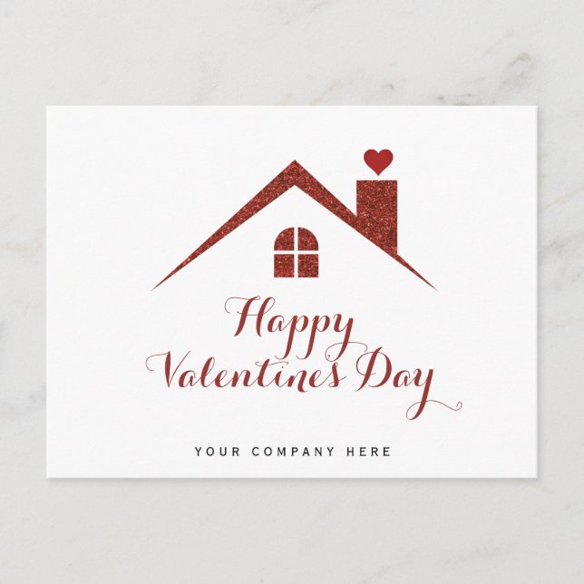 Valentinstag Rotes Herz Reiches Haus Postkarte (Vorderseite)