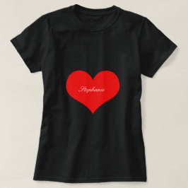 Valentinstag Rotes Herz Schwarzes Monogramm Custom T-Shirt