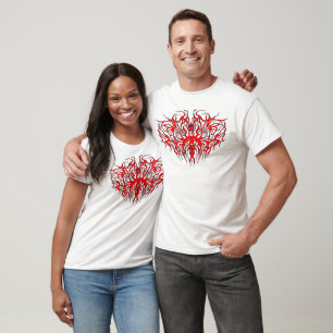 Valentinstag Rotes Herz Stammes-Tattoo T-Shirt