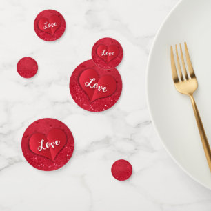 Valentinstag Rotes Papier Herz Glitzer Konfetti