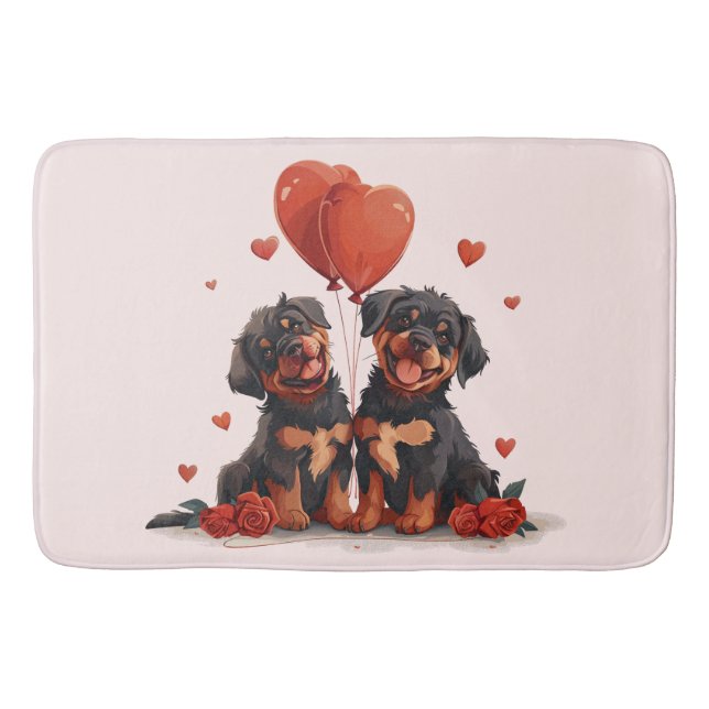 Valentinstag Rottweiler Hunde Badematte (Vorderseite)