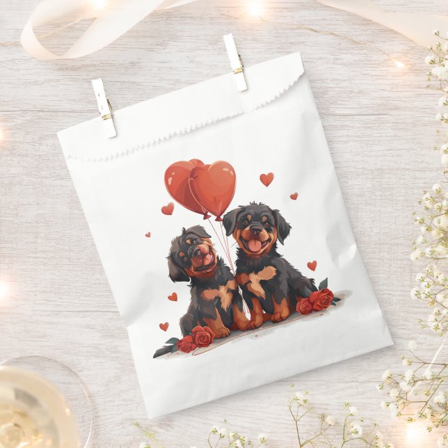 Valentinstag Rottweiler Hunde Geschenktütchen (Ausgeschnitten)