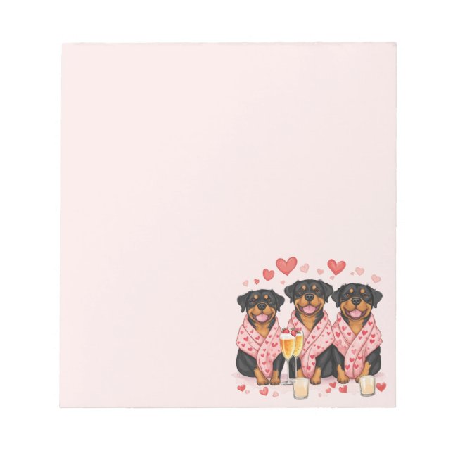 Valentinstag Rottweiler Hunde Notizblock (Vorderseite)
