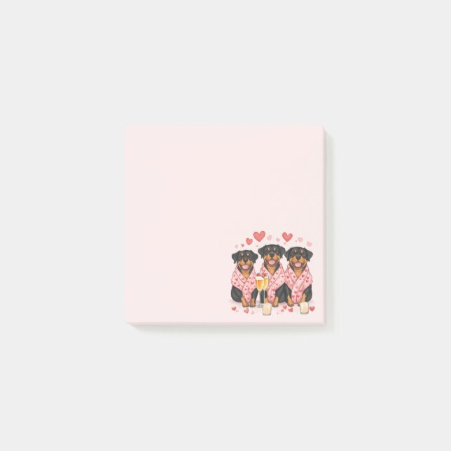 Valentinstag Rottweiler Hunde Post-it Klebezettel (Vorderseite)