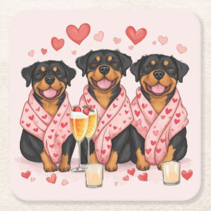 Valentinstag Rottweiler Hunde Rechteckiger Pappuntersetzer