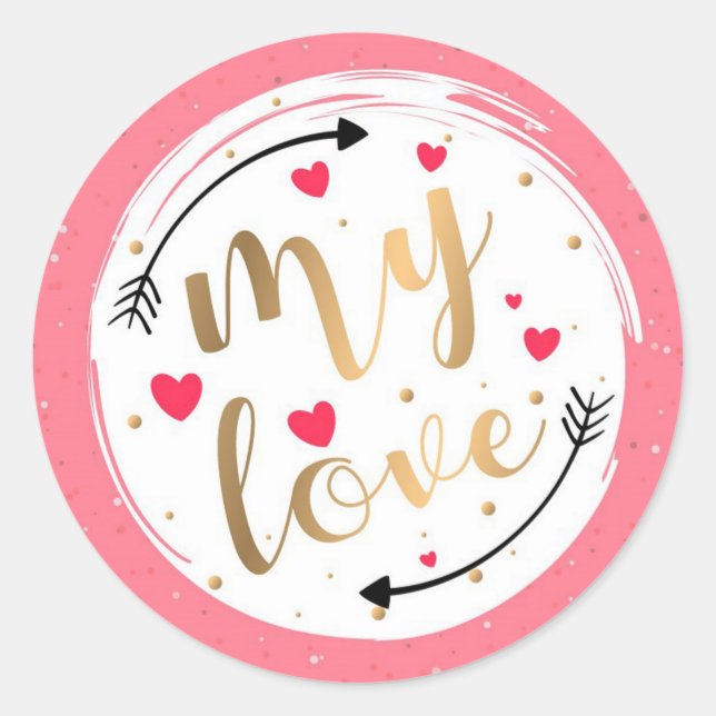 Valentinstag Runder Aufkleber (Vorderseite)