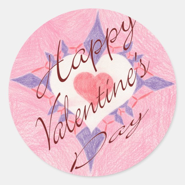 Valentinstag Runder Aufkleber (Vorderseite)