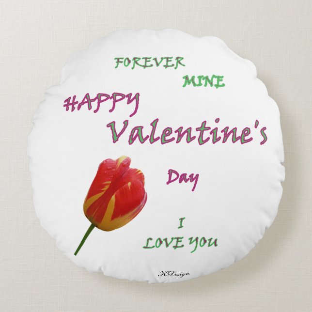 Valentinstag Rundes Kissen (Vorderseite)