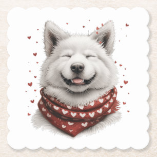 Valentinstag Samoyed-Hund Untersetzer