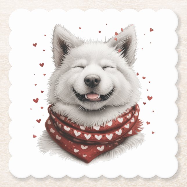 Valentinstag Samoyed-Hund Untersetzer (Vorderseite)