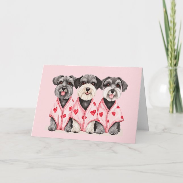 Valentinstag Schnauzer Hunde Feiertagskarte (Vorderseite)