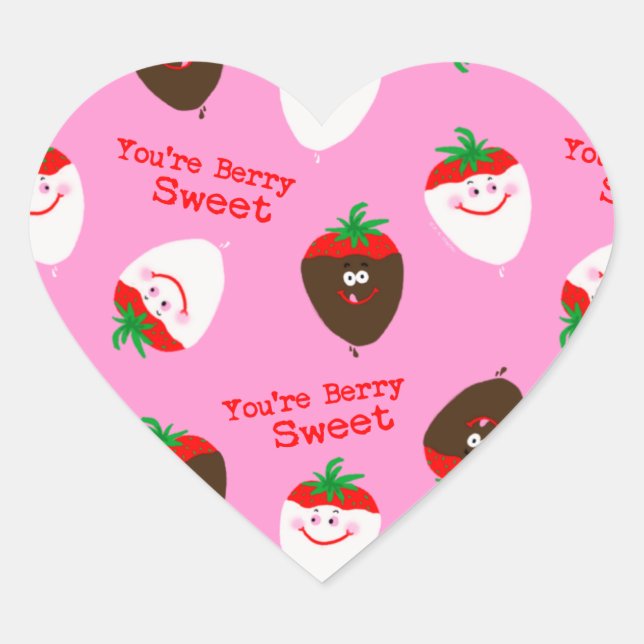 Valentinstag Schokolade gedippte Erdbeeren Herz-Aufkleber (Vorderseite)