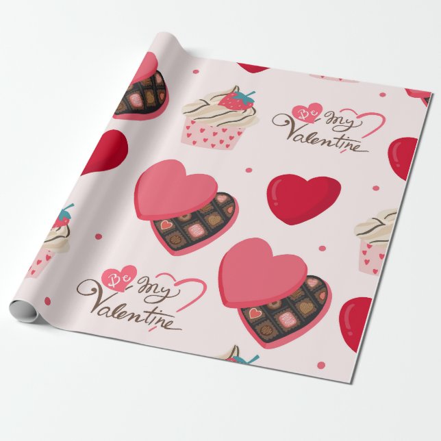 Valentinstag Schokolade Geschenkpapier (Ungerollt)