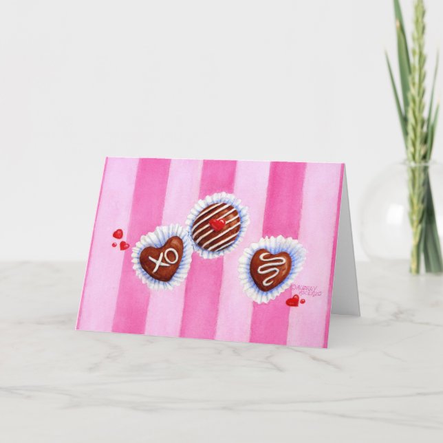 Valentinstag Schokolade Herzkarte Karte (Vorderseite)