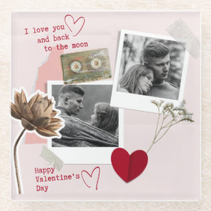 Valentinstag schönes Paar Foto Rotes Herz Glasuntersetzer