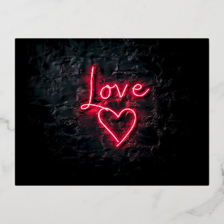 Valentinstag Schwarze Mauer und Liebe Neonherz Folien Feiertagspostkarte