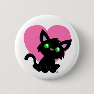 Valentinstag Schwarzer Kitty Button