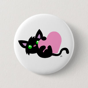 Valentinstag Schwarzer Kitty Button